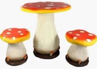 3 Piece Mushroom Table And Chair Novelty Garden Patio Furniture Set