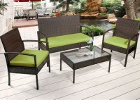 Walnew 4 Piece Outdoor Patio Conversation Set With Cushions Black Wicker