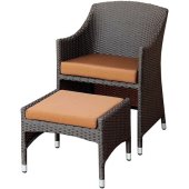 2 Patio Chairs With Ottomans